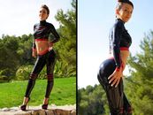 Shiny latex fitness leggings