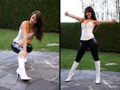 Wetlook-Leggings and white Boots